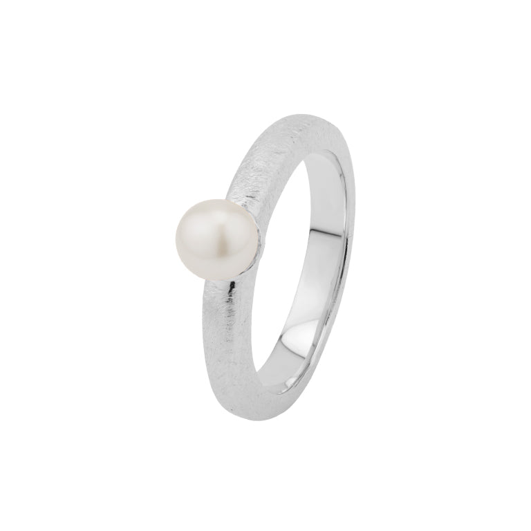 Ring ASTRID 3 mm matt mit Perle