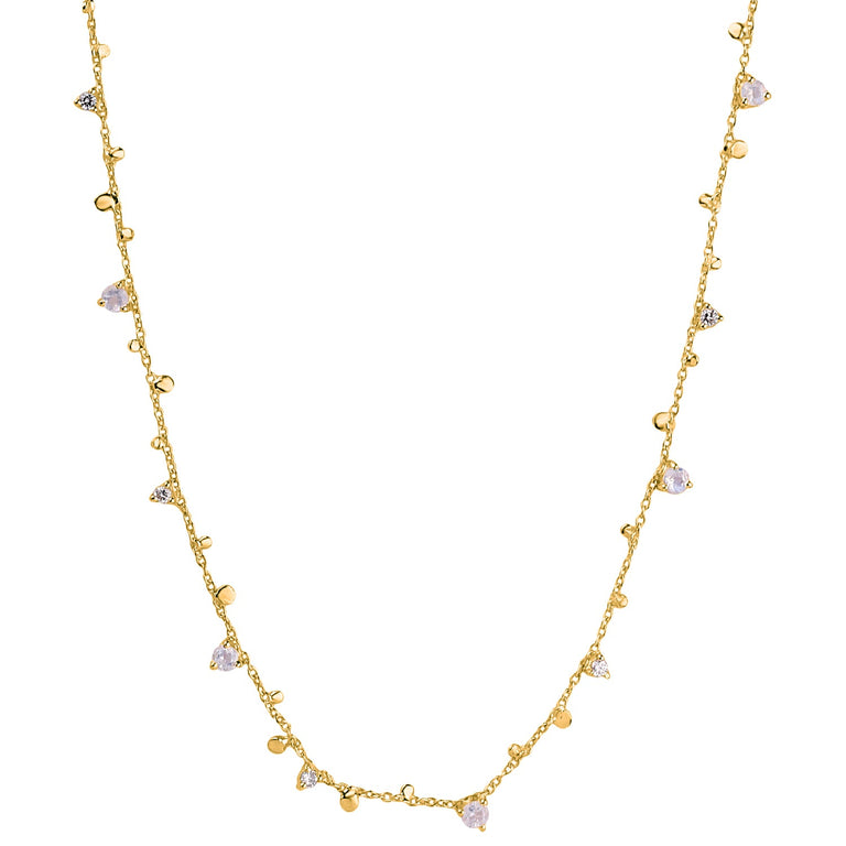 Halskette DOREEN Diamanten und Mondstein 18k Gold EXPRESS